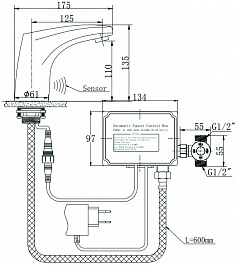 Raiber Смеситель для раковины Sensor RSF88121 сенсорный хром – фотография-5